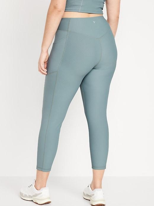 High-Waisted PowerSoft Ribbed 7/8 Leggings Product Image