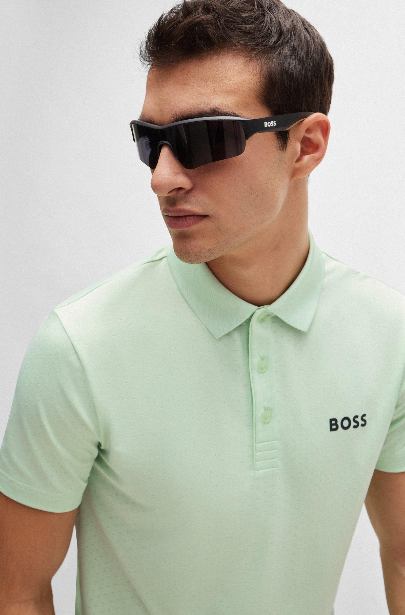 Boss Jacquard Polo Shirt With Contrast Logo Male Product Image