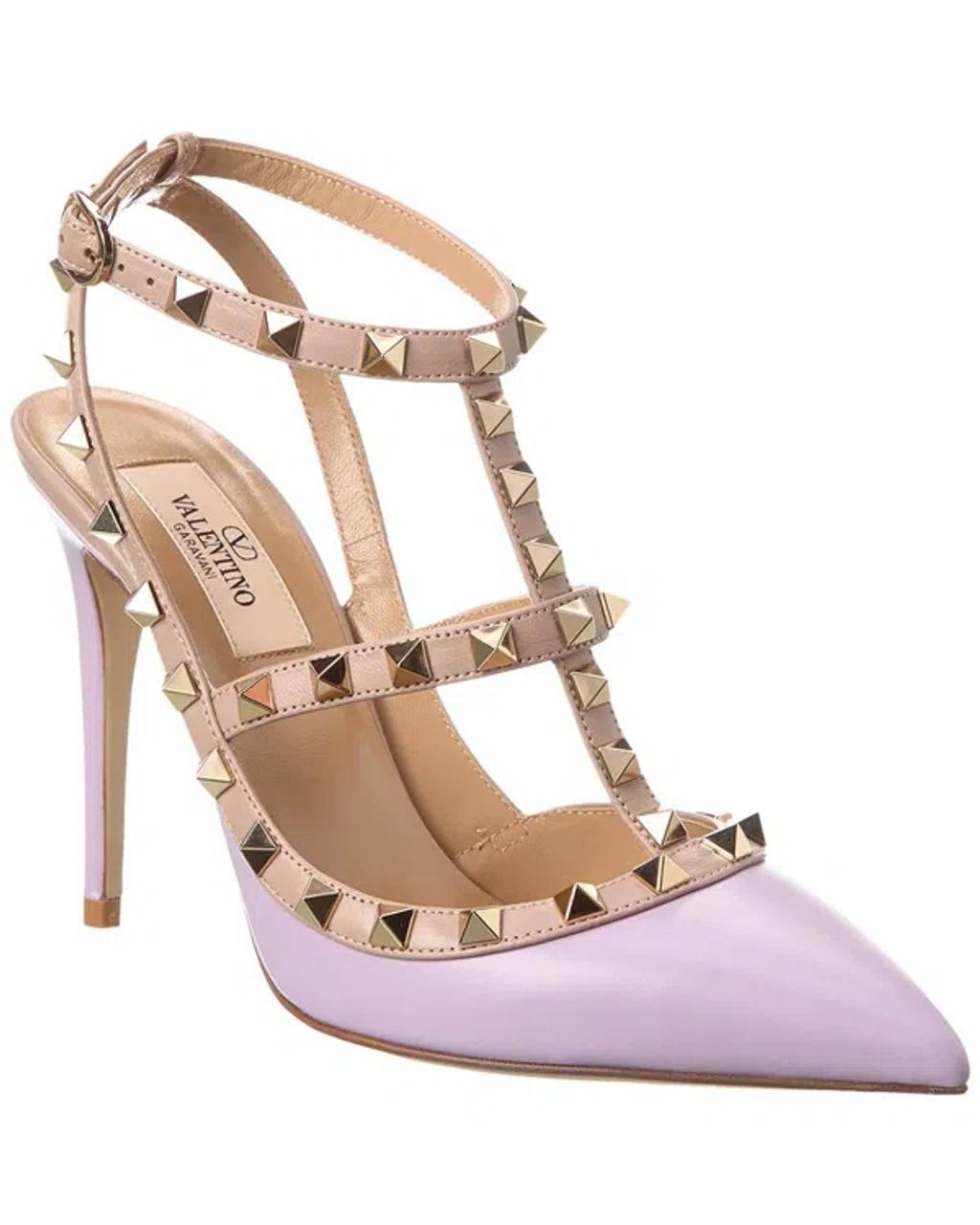 Rockstud Leather Caged Pump In Pink Product Image