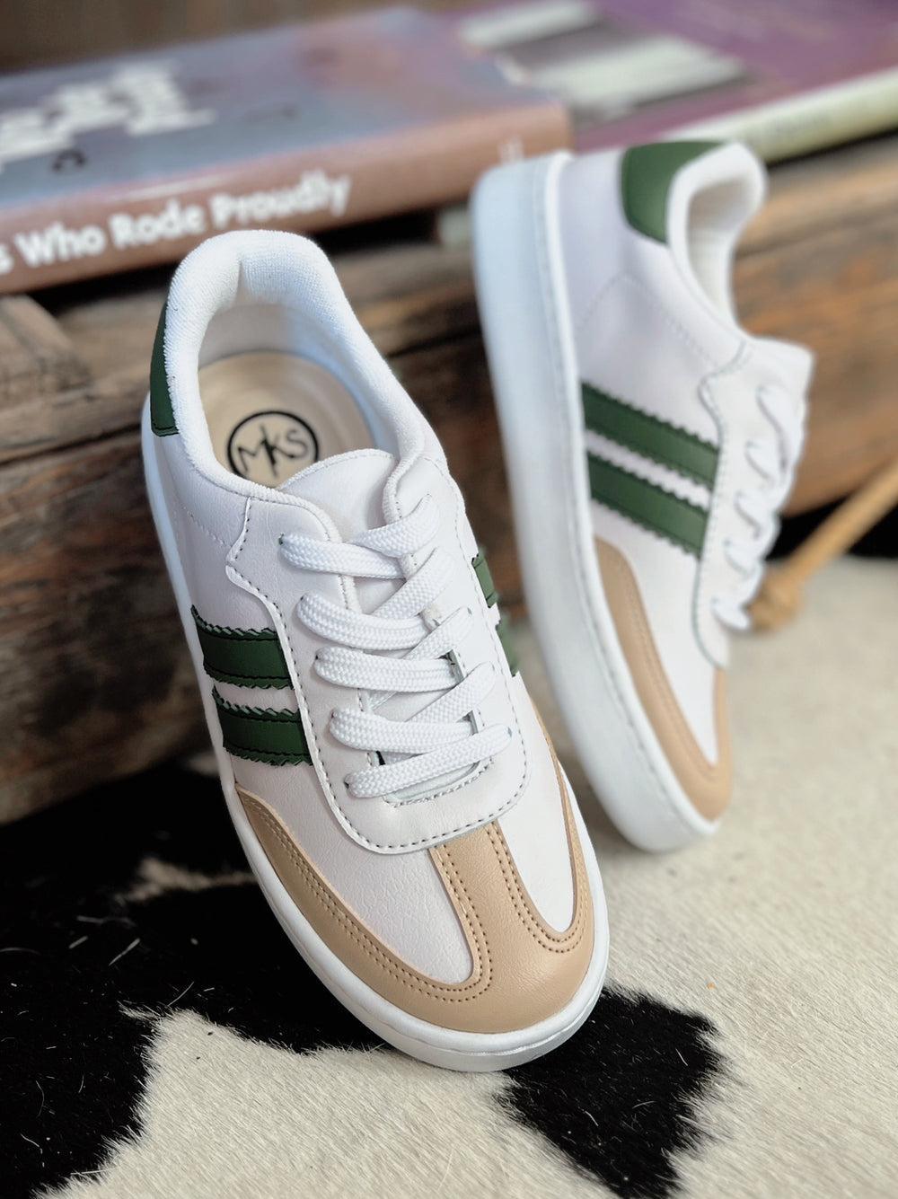 Women's Double Stripe Green Sneakers Product Image