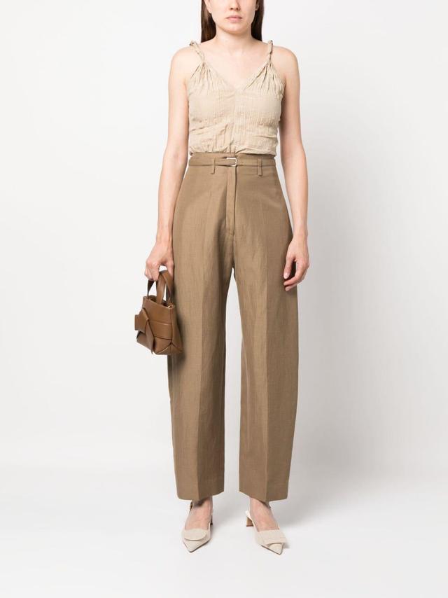 Twist-strap Crinkled Top In Neutrals Product Image