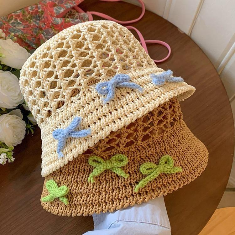 Bow Crochet Bucket Hat Product Image