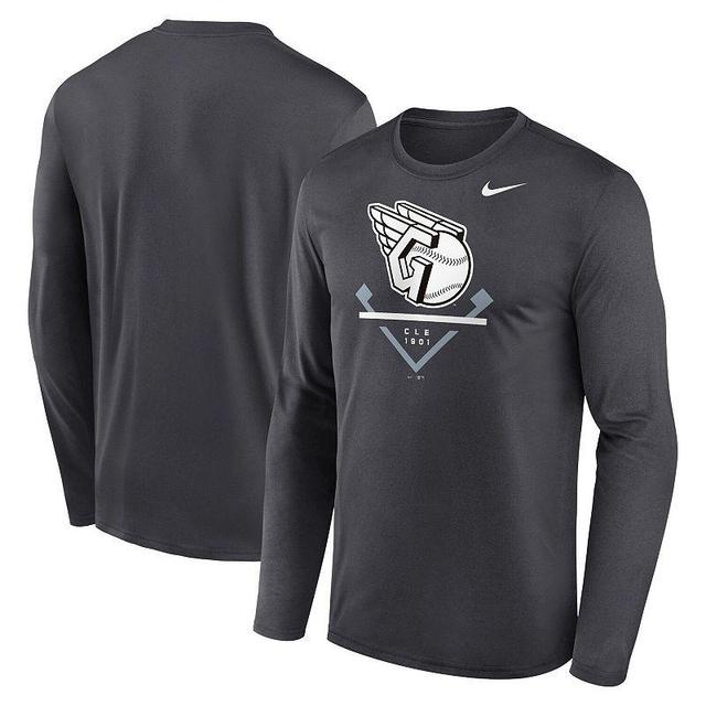 Mens Nike Anthracite Cleveland Guardians Icon Legend Performance Long Sleeve T-Shirt Product Image