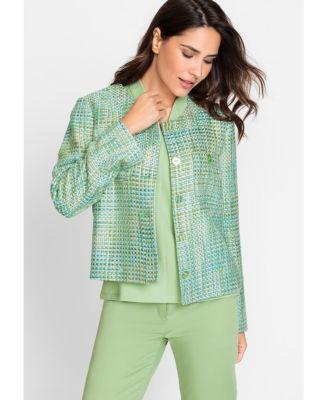 Collarless Cropped Tweed Blazer Product Image