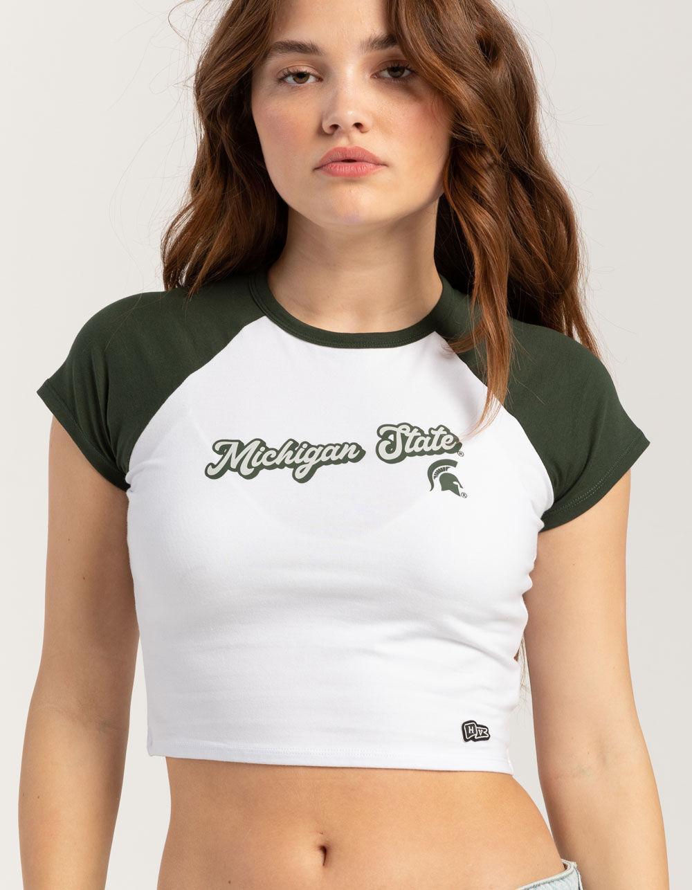 HYPE AND VICE Michigan State University Homerun Womens Raglan Tee Product Image