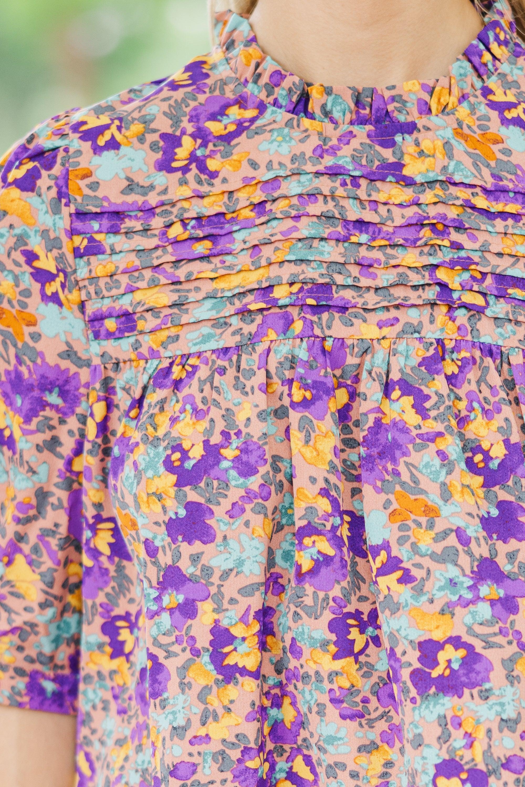 Make A Choice Purple Ditsy Floral Blouse Female Product Image