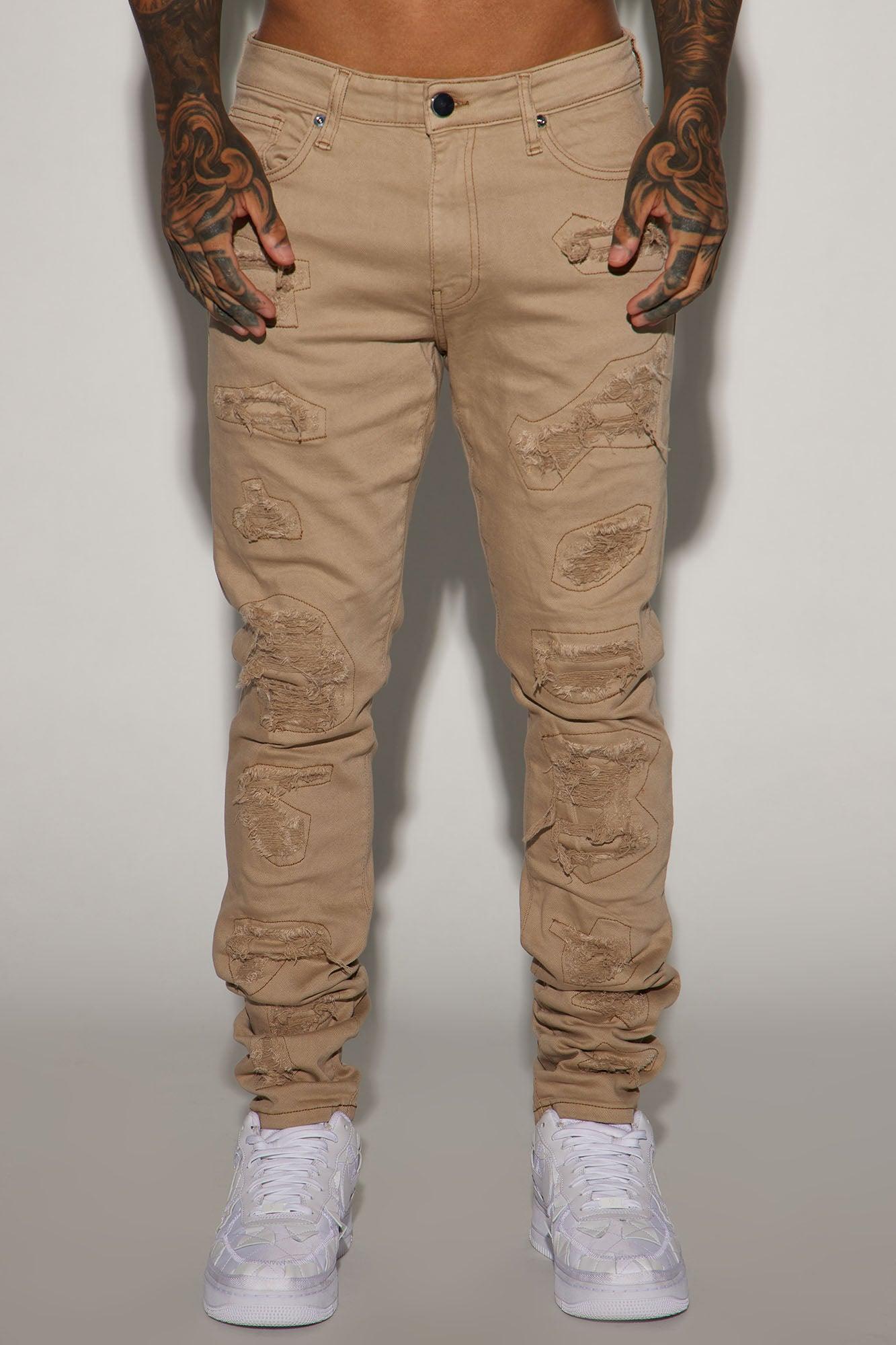 High Key Stacked Skinny Jeans - Taupe Product Image