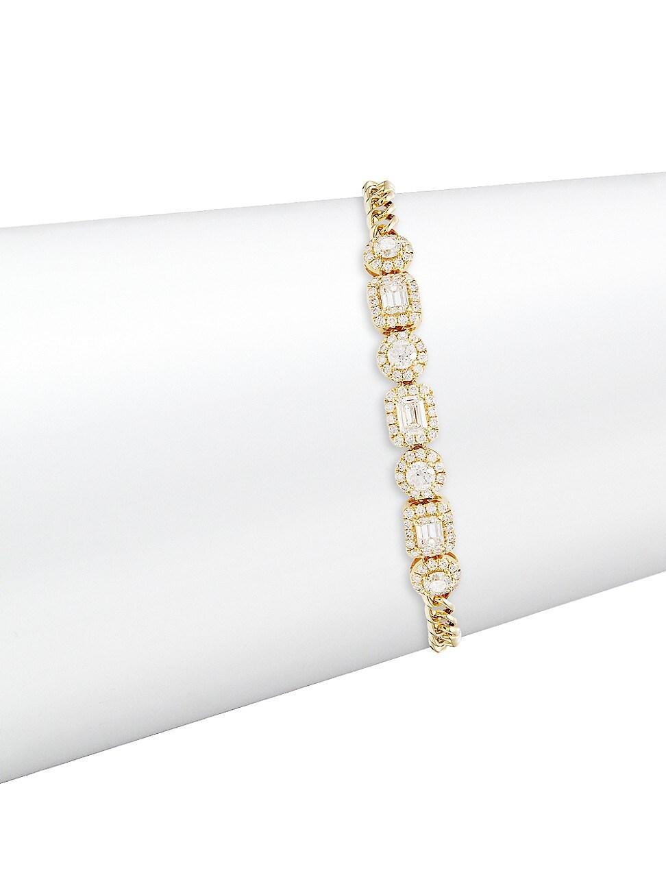 Womens 14K Yellow Gold & 2.14 TCW Diamond Station Bracelet Product Image