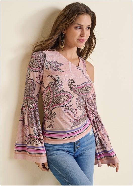 Cold-Shoulder Paisley Top Product Image