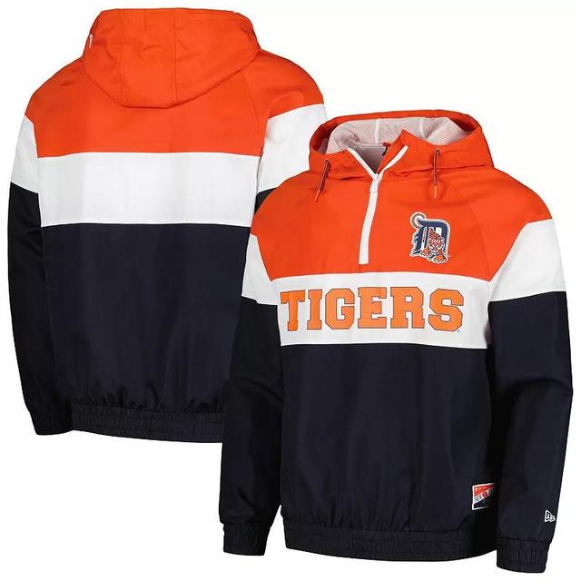 Mens New Era Detroit Tigers Ripstop Raglan Quarter-Zip Hoodie Windbreaker Jacket Blue Product Image