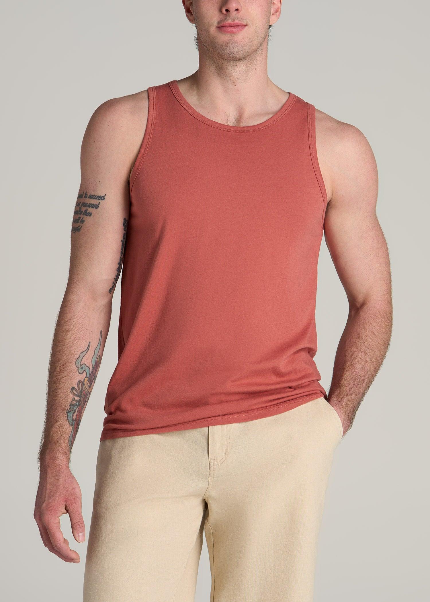 The Essentials: Men's Tall SLIM-FIT Beach Tank Top in Grey Blue Male Product Image