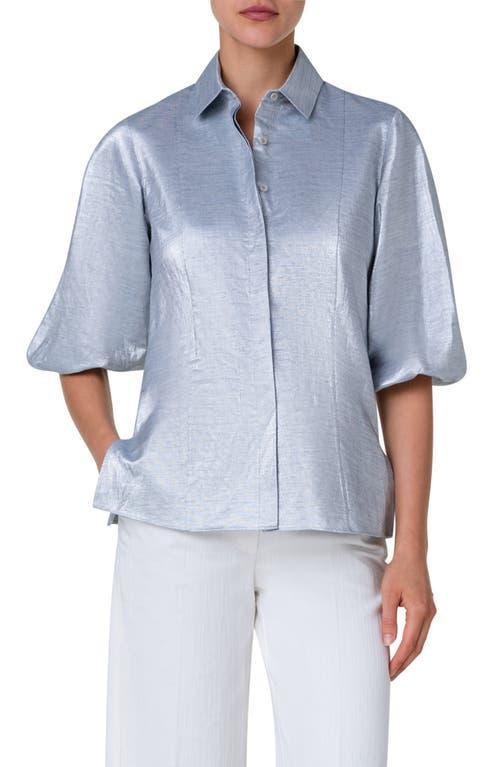 Akris punto Metallic Puff Sleeve Button-Up Shirt Product Image