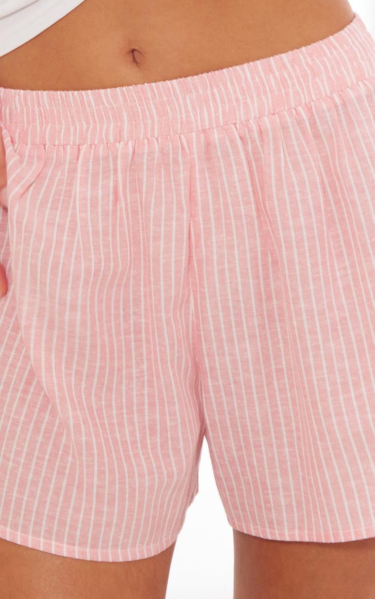 Pink Pinstripe Linen Look Basic Shorts Product Image