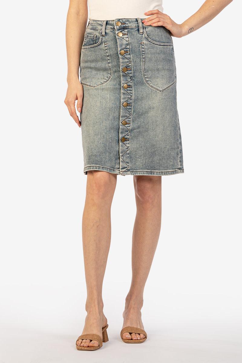 Rose Button Front Skirt - Helpful W/ Med. Product Image