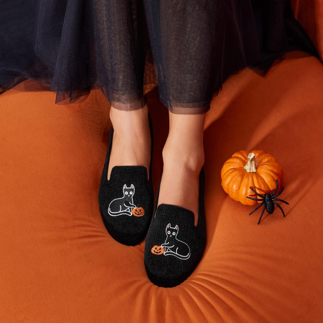 Halloween Limited Edition Round-Toe Embroidered Loafers (Audrey) Product Image