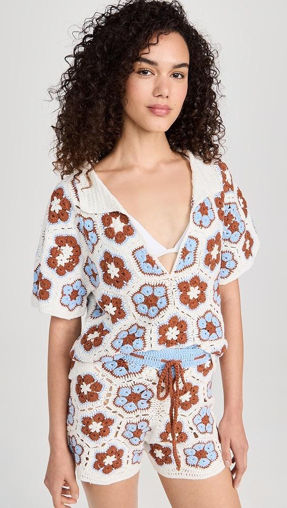 MINKPINK Dawn Flower Crochet Shirt | Shopbop Product Image