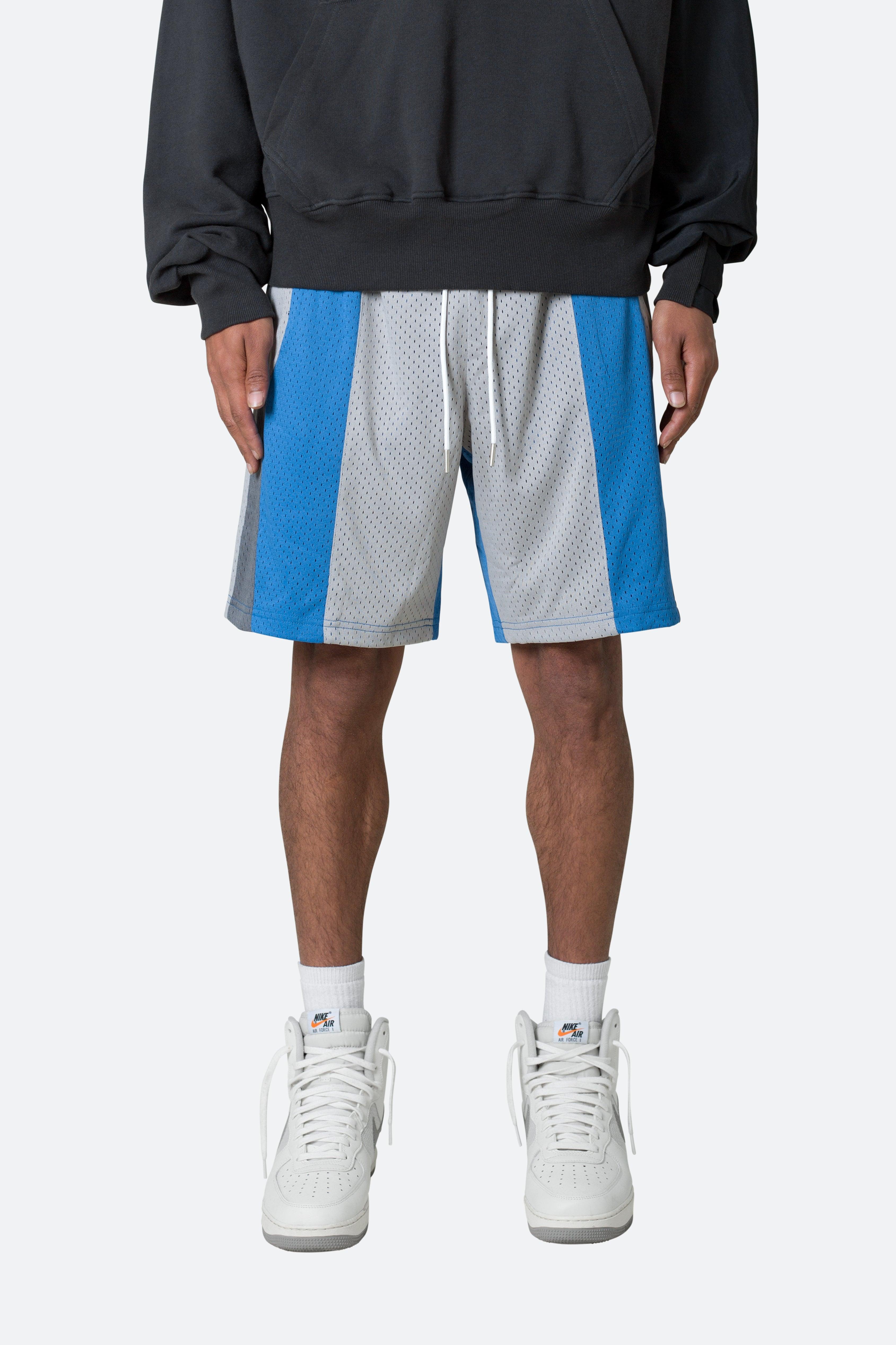 Mesh Paneled Shorts - Blue/Grey Product Image