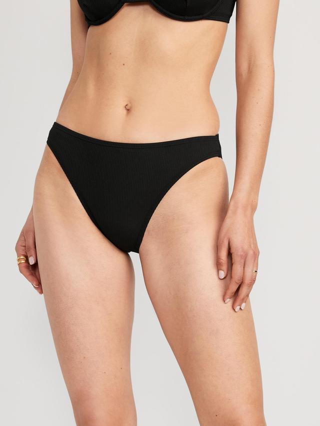 High-Waisted French-Cut Ribbed Bikini Swim Bottoms Product Image