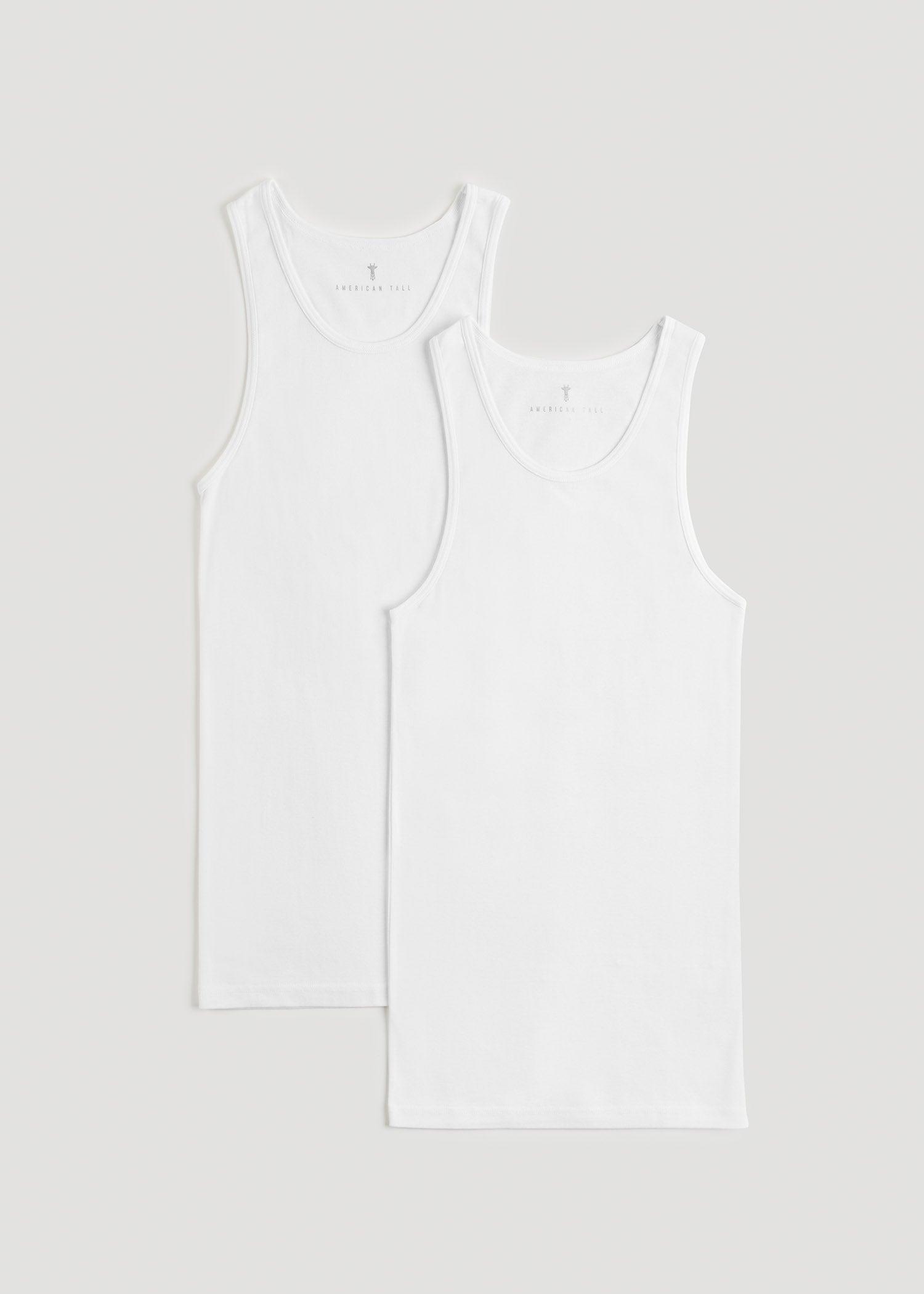 Men's Tall Ribbed Undershirt Tank Top in Bright White (2-Pack) Male Product Image