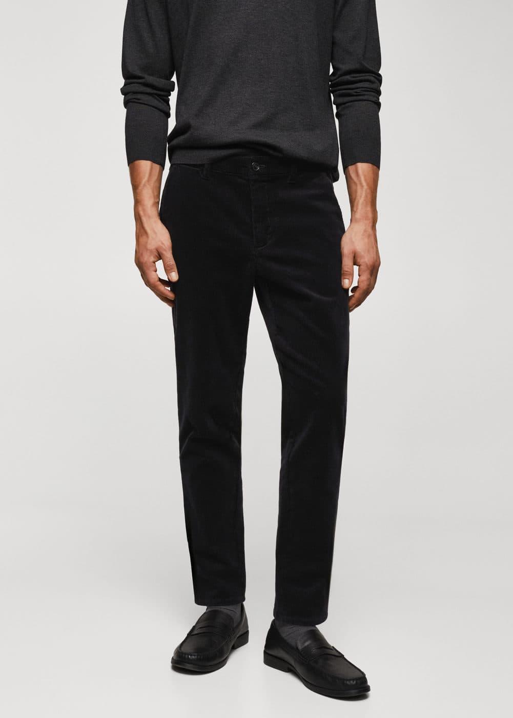 MANGO MAN - Corduroy slim fit crop pants blackMen Product Image