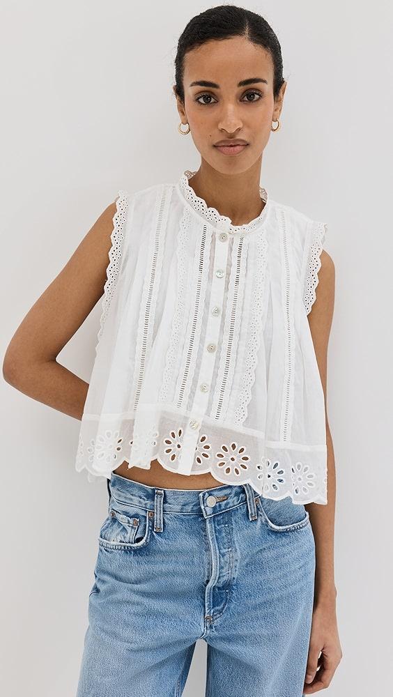 FARM Rio Off-White Sleeveless Blouse | Shopbop Product Image