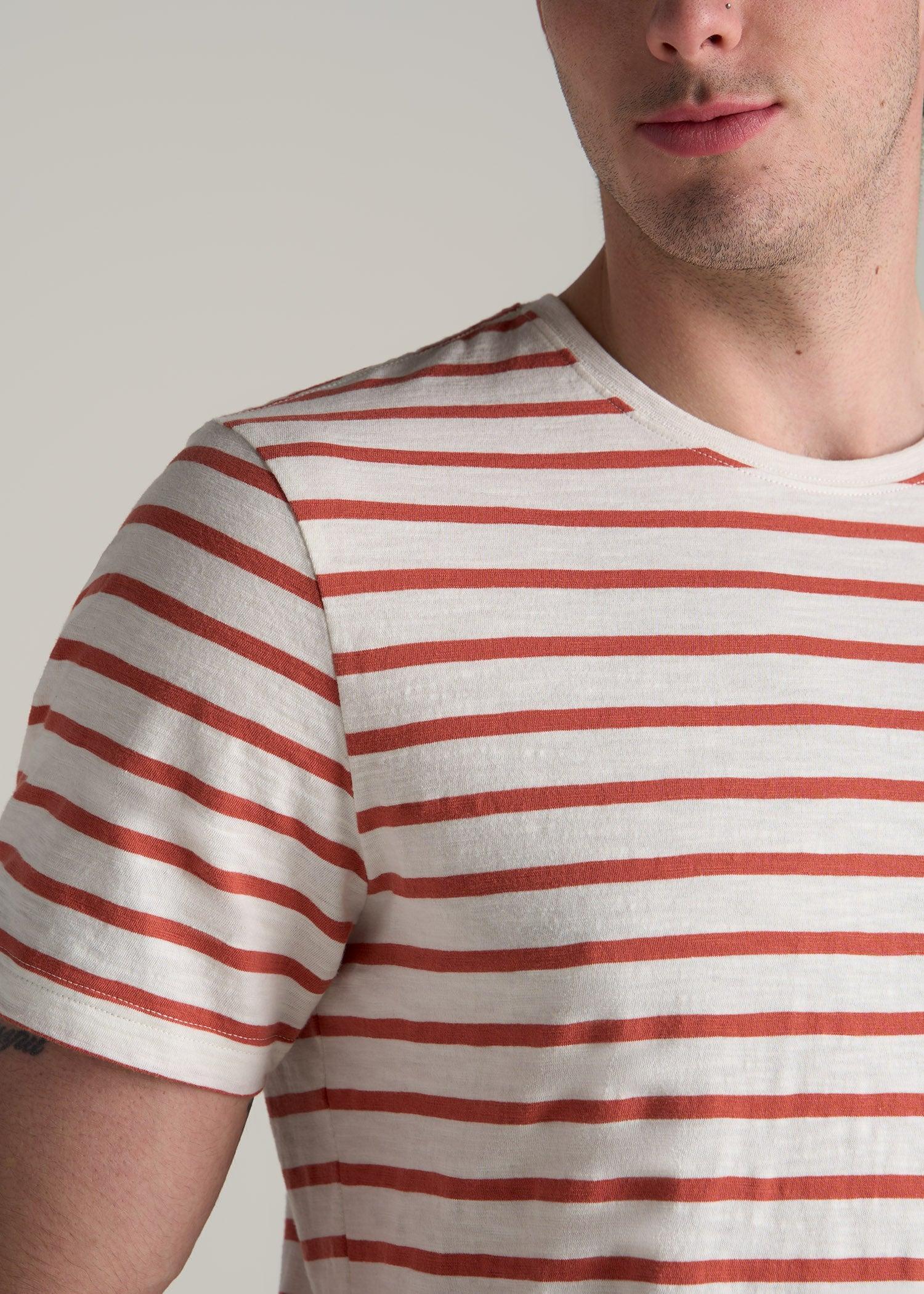 REGULAR-FIT Striped Tee in Burnt Orange and White Stripe - Men's Tall T-shirt Product Image