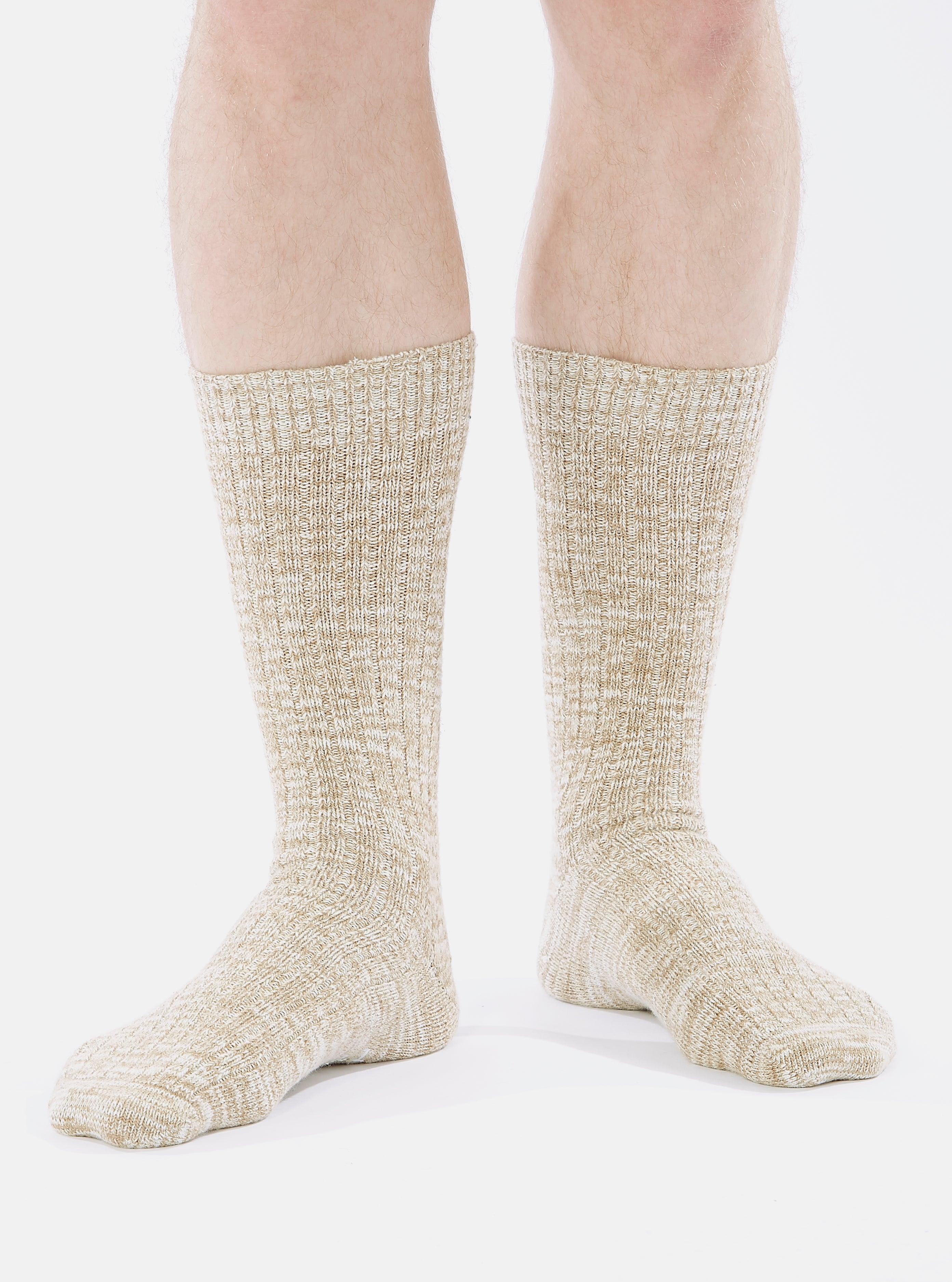 Universal Works Slub Sock in Dark Sand Slub Knit Product Image