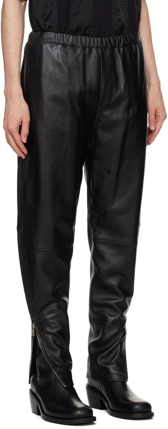 DRIES VAN NOTEN Black Drawstring Leather Pants In 900 Black Product Image