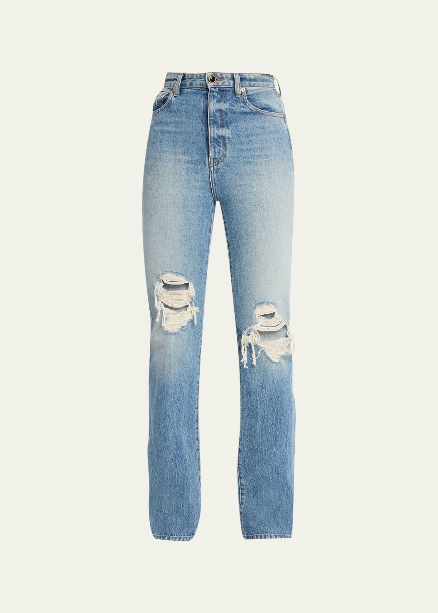 KHAITE Danielle High Rise Stovepipe Jean in Denim-Medium Product Image