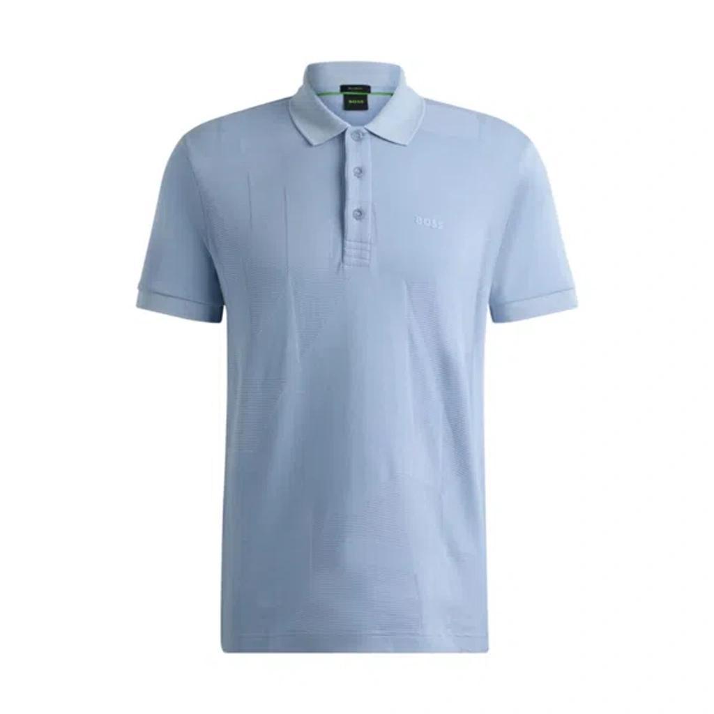 HUGO BOSS Relaxed-fit Polo Shirt In Cotton Jacquard With Logo In Light Blue Product Image