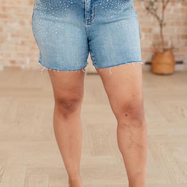 Elle High Rise Rhinestone Cutoff Judy Blue Jean Shorts - ONLINE EXCLUSIVE! Product Image