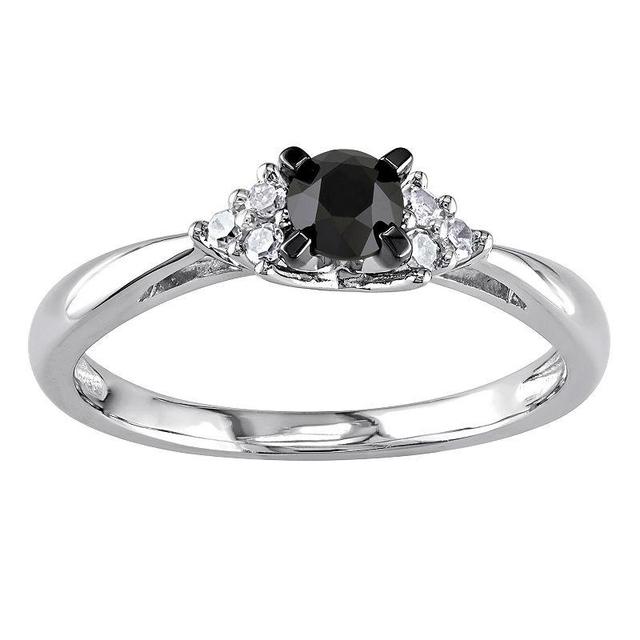 Stella Grace Sterling Silver 1/2 Carat T.W. Black & White Diamond Promise Ring, Womens Product Image