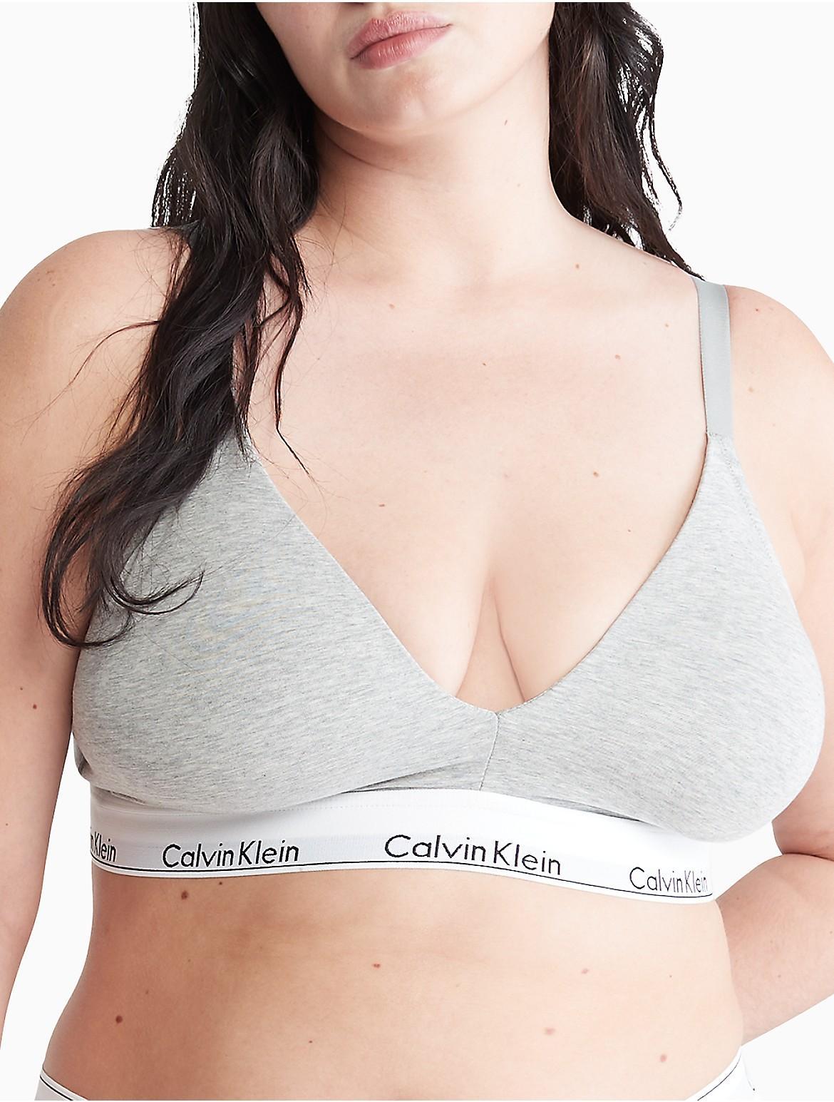 Calvin Klein Women's Modern Cotton Plus Lightly Lined Triangle Bralette - Grey - 1X Product Image