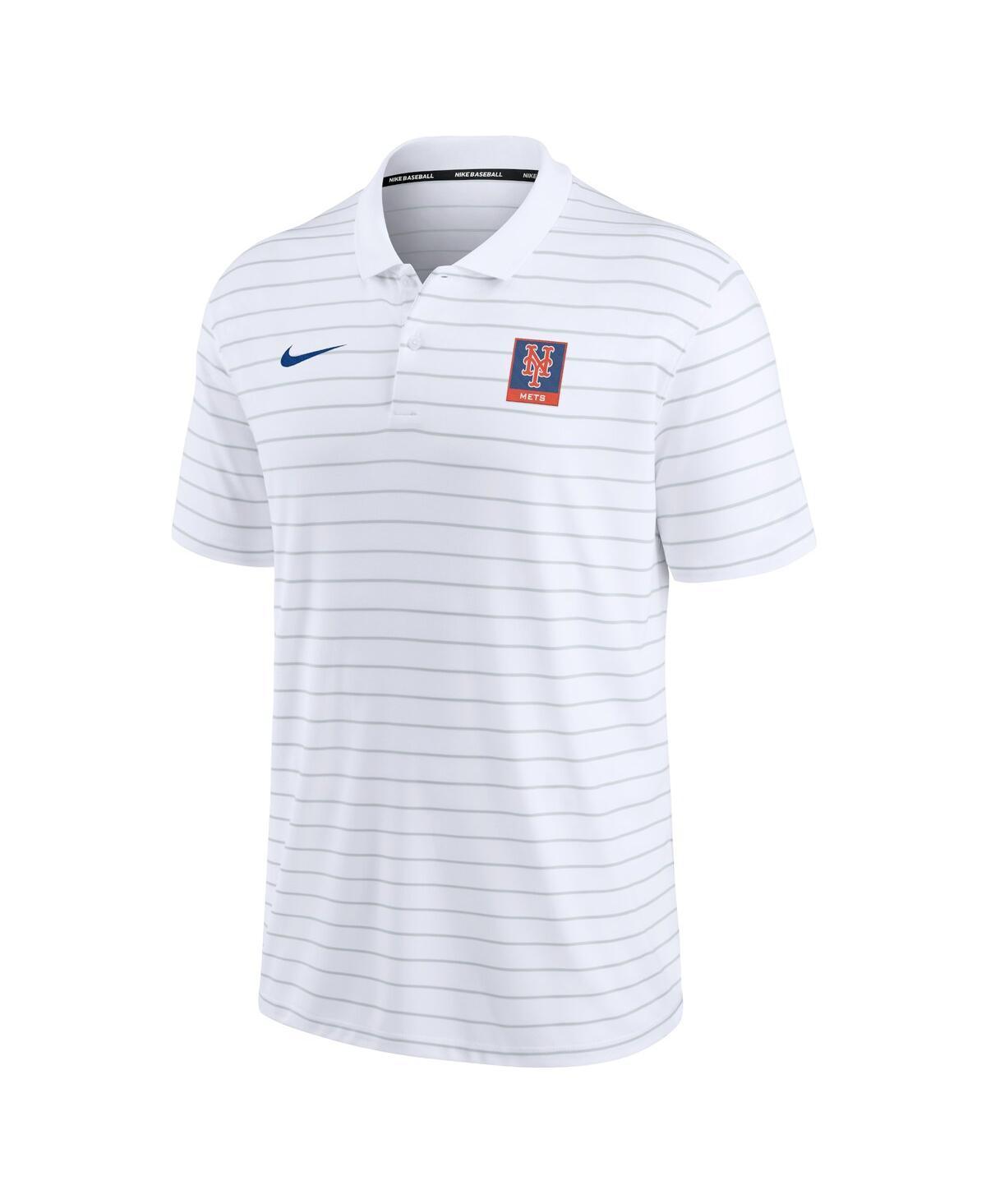 NIKE Men's  White New York Mets Authentic Collection Striped Performance Pique Polo Shirt Product Image