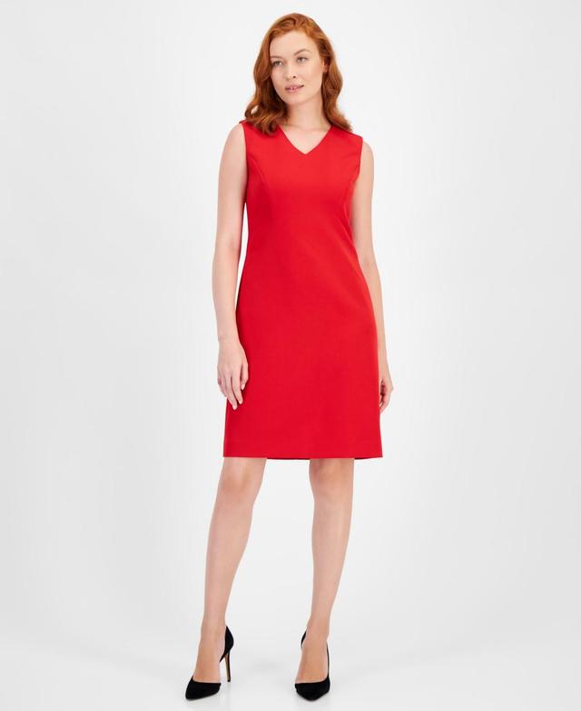 Anne Klein Womens Sleeveless V-Neck Sheath Dress Product Image