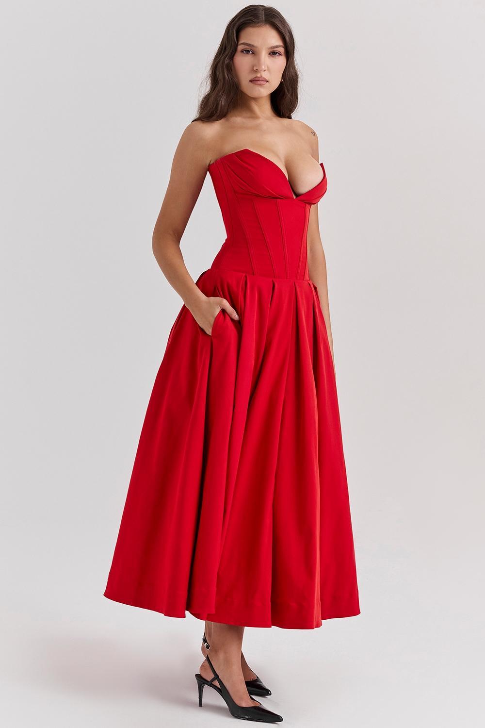 Lady Scarlet Strapless Midi Dress Product Image