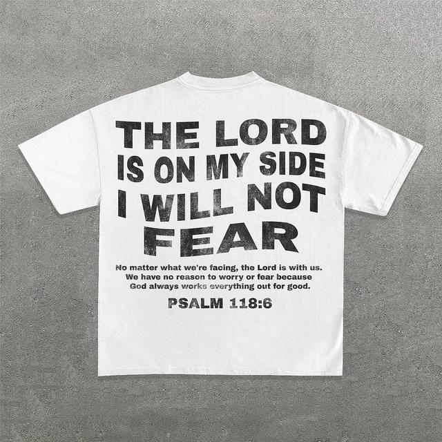 Sopula Vintage The Lord Is On My Side I Will Not Fear Graphic Cotton T-Shirt Product Image