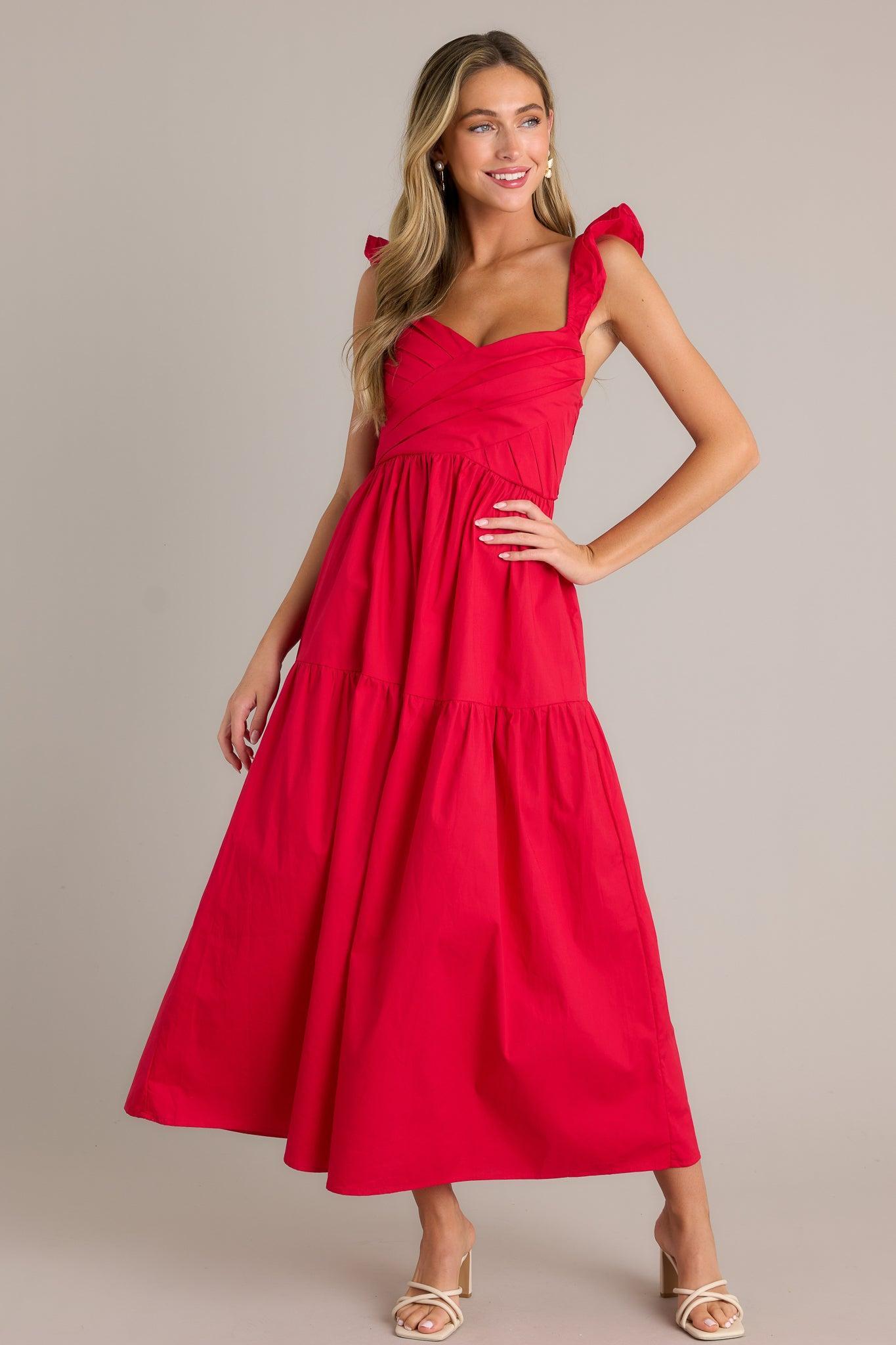 Blushing Belle Red Midi Dress Product Image