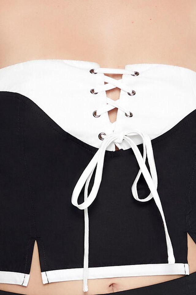 Colorblock Lace-Up Tube Crop Top | Forever 21 Product Image