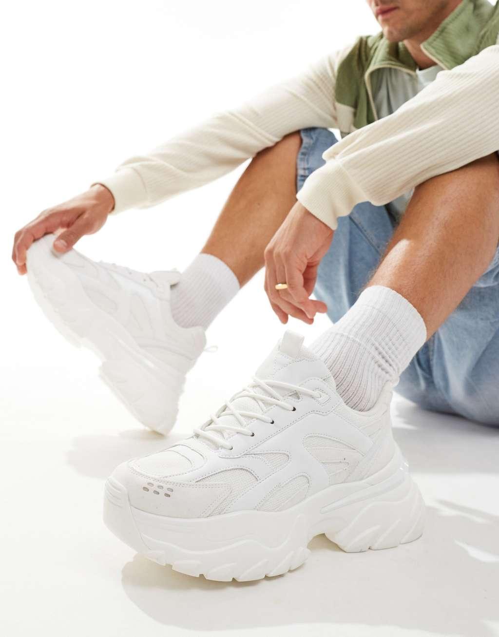 ASOS DESIGN chunky sneakers in white Product Image