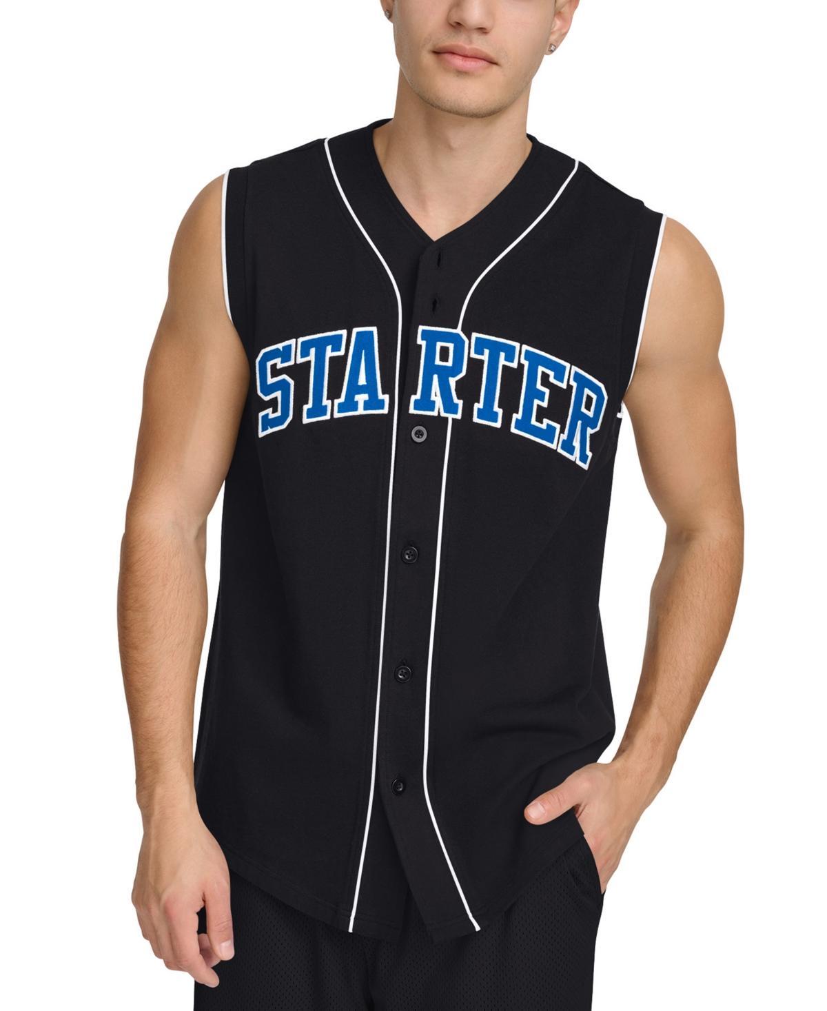 Starter Mens Regular-Fit Logo Embroidered Sleeveless Button-Down Baseball Jersey Product Image