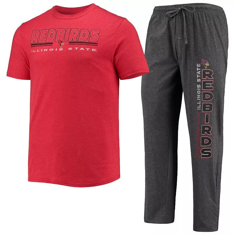 Mens Concepts Sport Heathered /Red Illinois State Redbirds Meter T-Shirt & Pants Sleep Set Grey Product Image