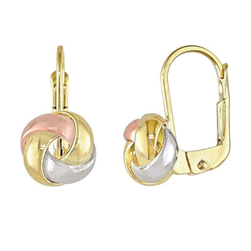 Stella Grace 3-Tone 10k Gold, Rose Gold & White Gold Entwined Love Knot Earrings, Womens, Multicolor Product Image