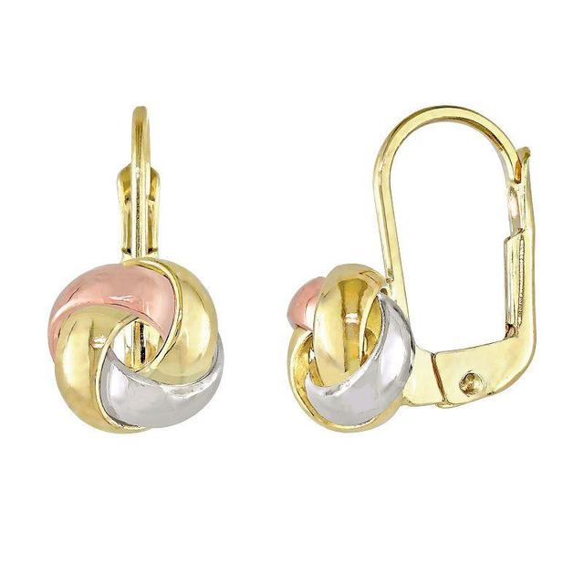 Stella Grace 3-Tone 10k Gold, Rose Gold & White Gold Entwined Love Knot Earrings, Womens, Multicolor Product Image