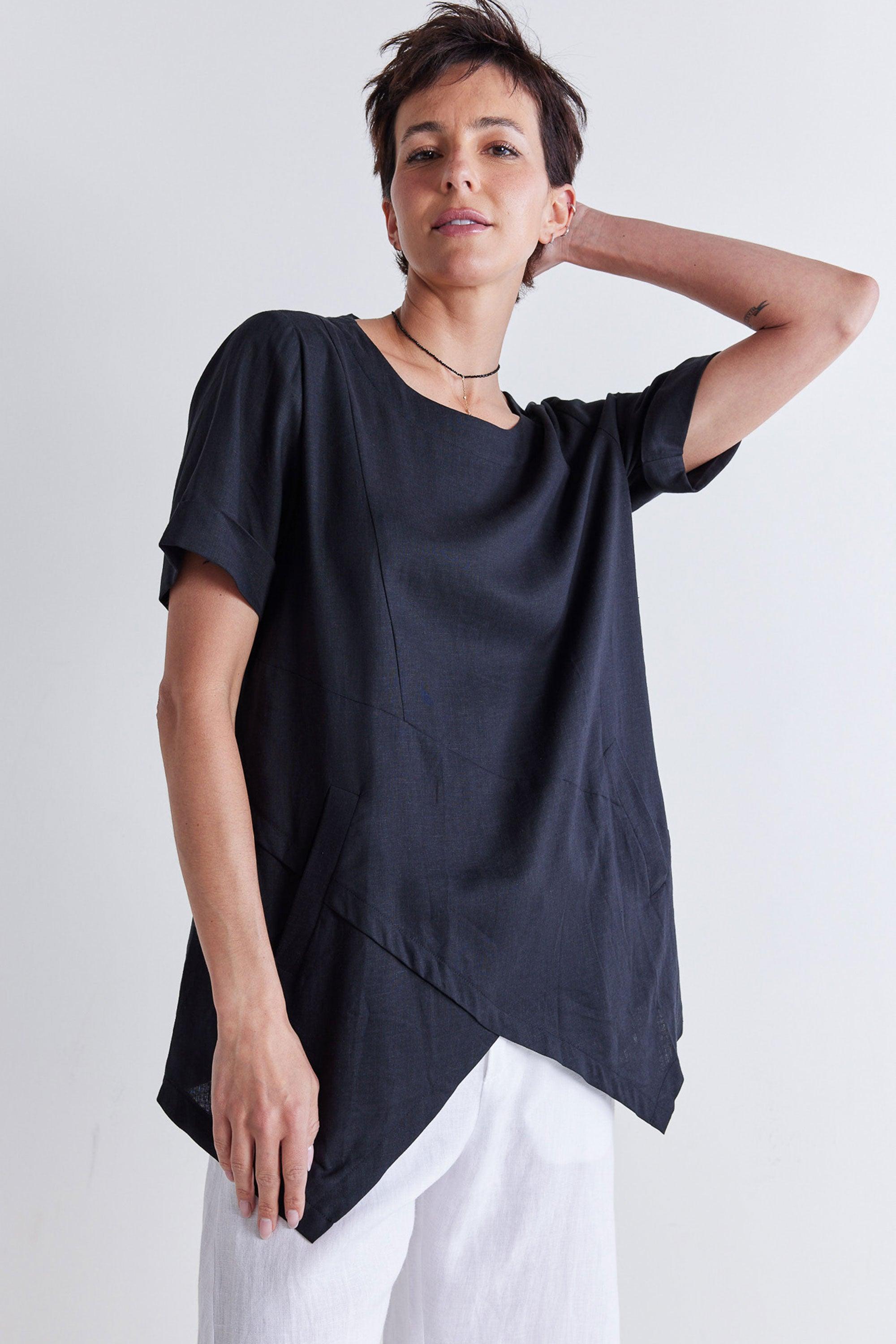 Breezy Asymmetric Linen Top Product Image