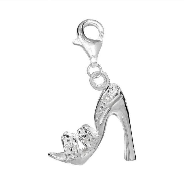 Individuality Beads Crystal Sterling Silver Sandal Charm, Womens, White Product Image