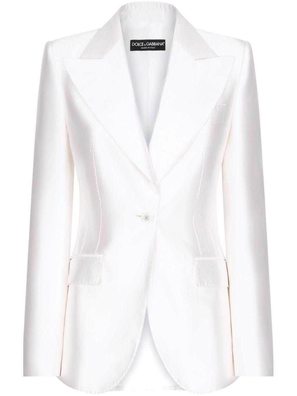 Turlington Single-breasted Silk Blazer In White Product Image