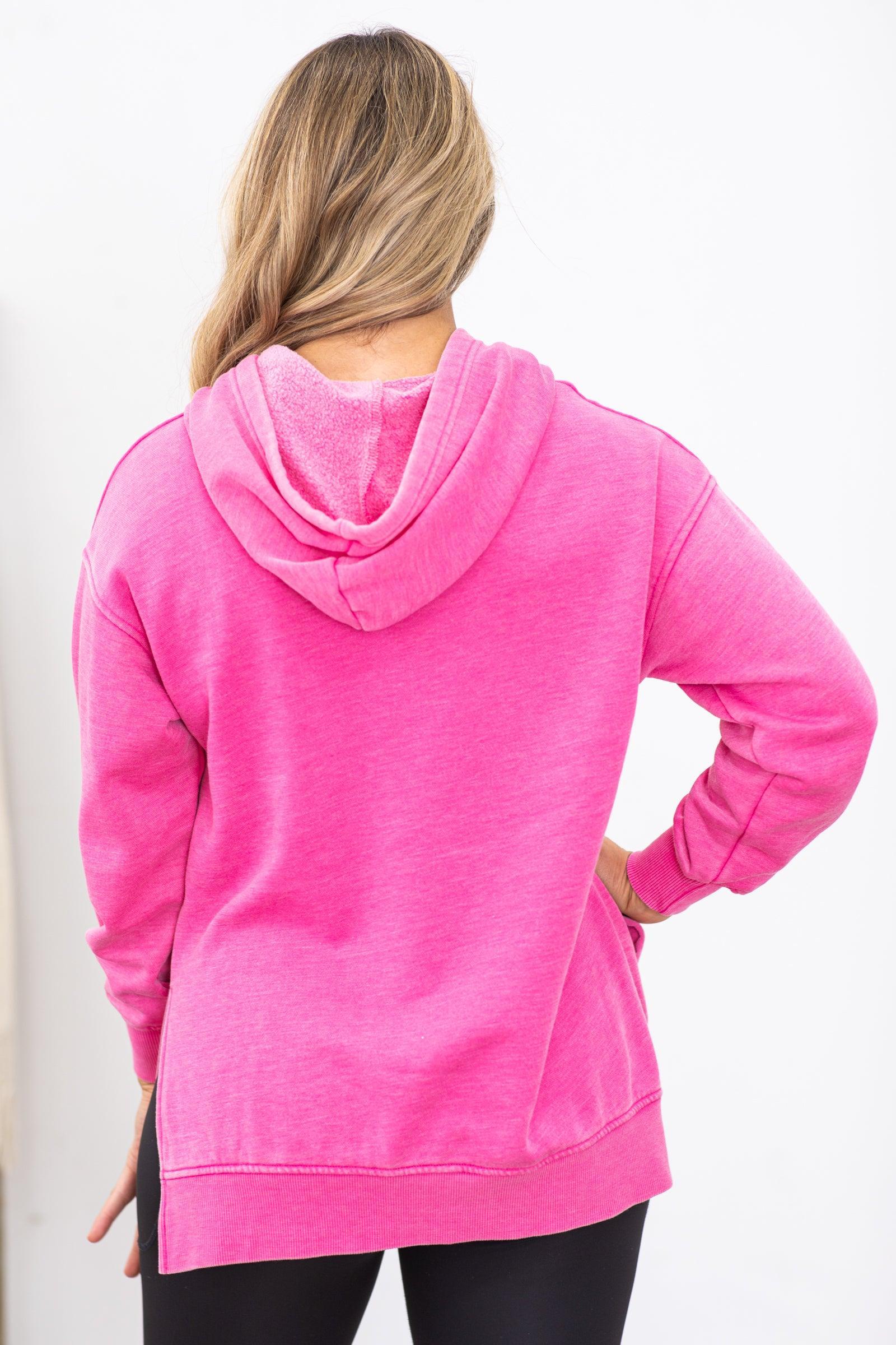 Pink Pigment Dyed Fleece Hoodie Product Image