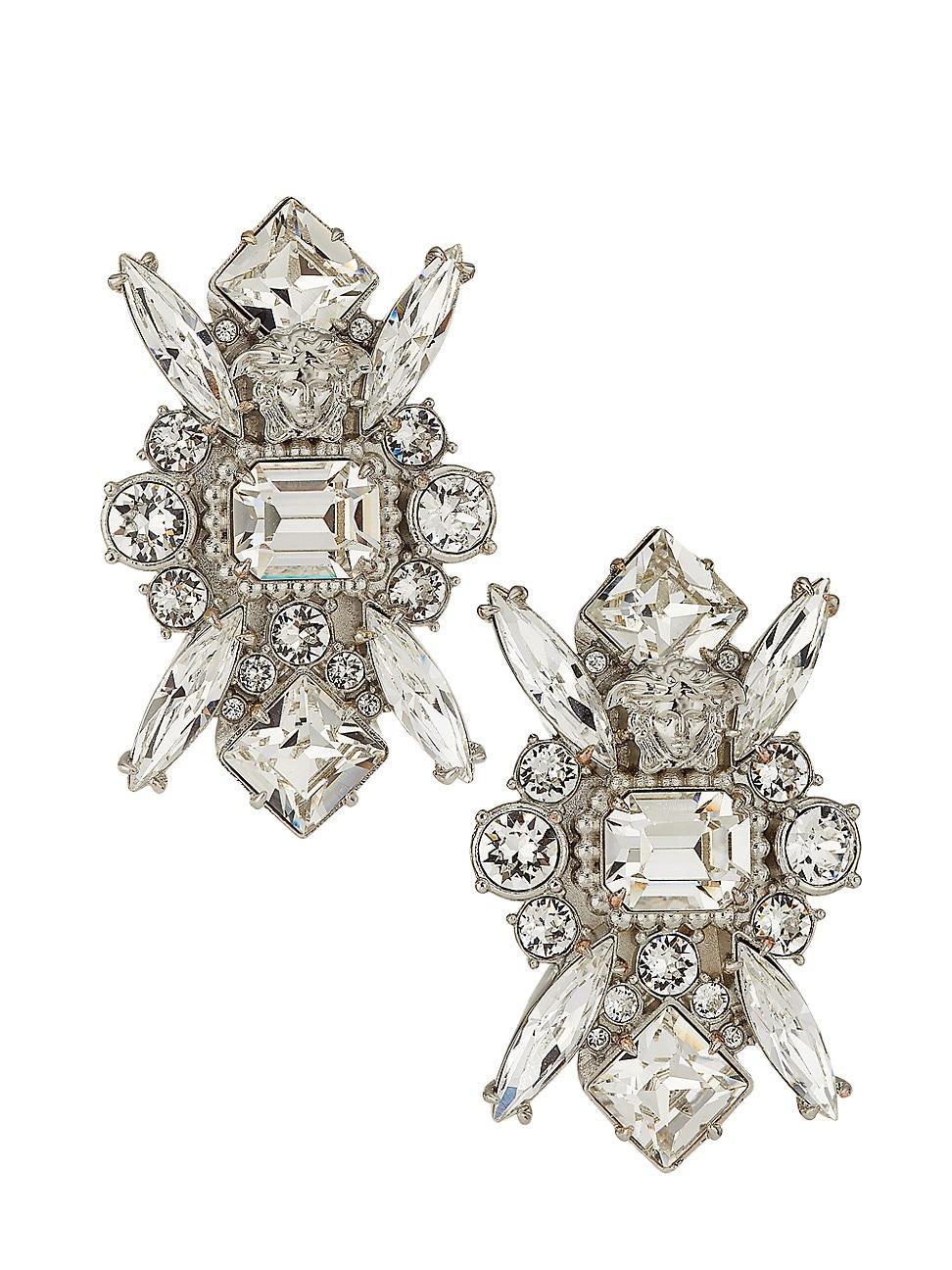 Womens Silvertone & Glass Crystal Cluster Drop Earrings Product Image