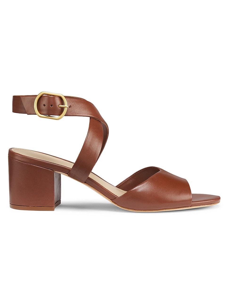 Womens Buckled Leather Block Heel Sandals product image